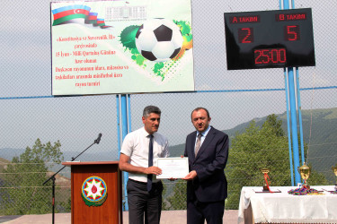 Daşkəsəndə “Konstitusiya və Suverenlik İli” çərçivəsində 15 İyun – Milli Qurtuluş Gününə həsr olunan minifutbol üzrə rayon turniri başa çatıb, qaliblər təltif olunub